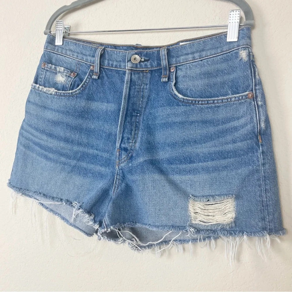 Rag & Bone Maya High Rise Button Fly Raw Hem Distressed Denim Shorts Size 30 - Picture 5 of 12